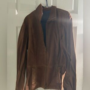 Zip up silky leather ish texture jacket